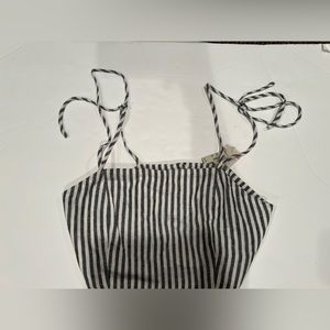 White + Grey Stripped Crop Shirt - Madewell (4)